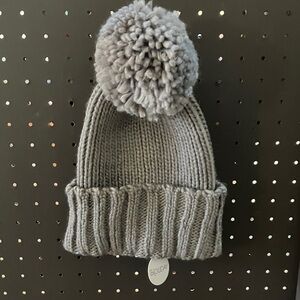 Gray Knit Pom-Pom Beanie for Kids
